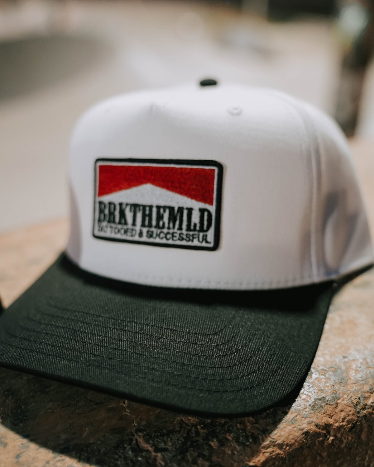 Brkthemld 5 Panel Hat- Black/White